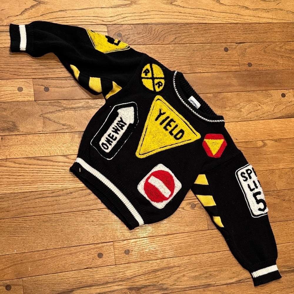Vintage Golden Rainbow San Francisco Sweater with Traffic Sign Patches